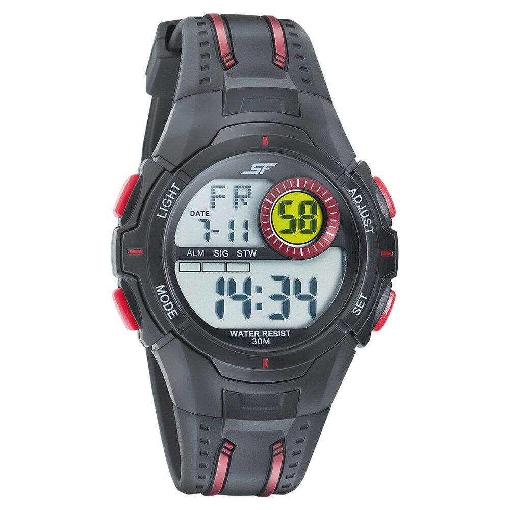 SF Digital Dial Black PU Strap Watch for Men