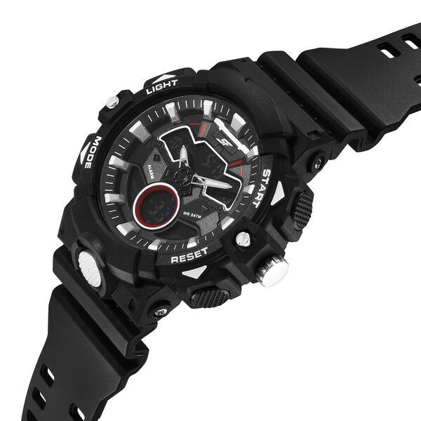 SF Analog Digital Black Dial PU Strap Watch For Men - image number 1