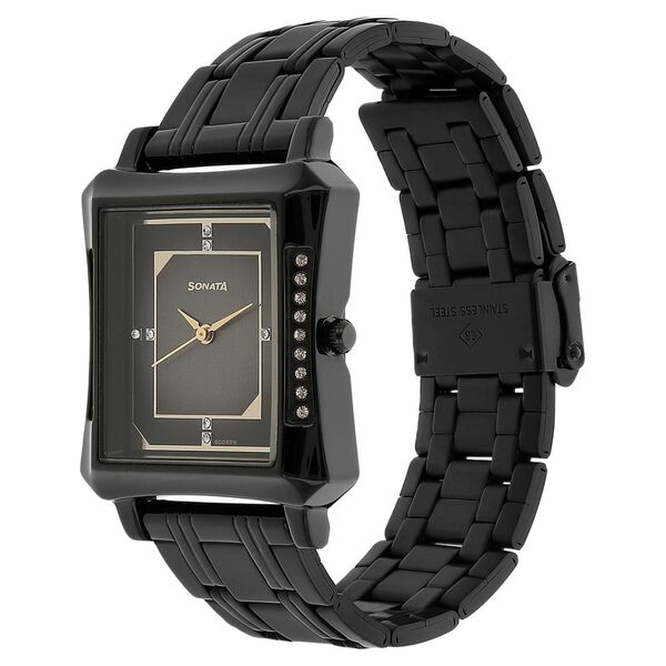 Sonata Quartz Analog Black Dial Stainless Steel Strap Watch for Men - image number 1