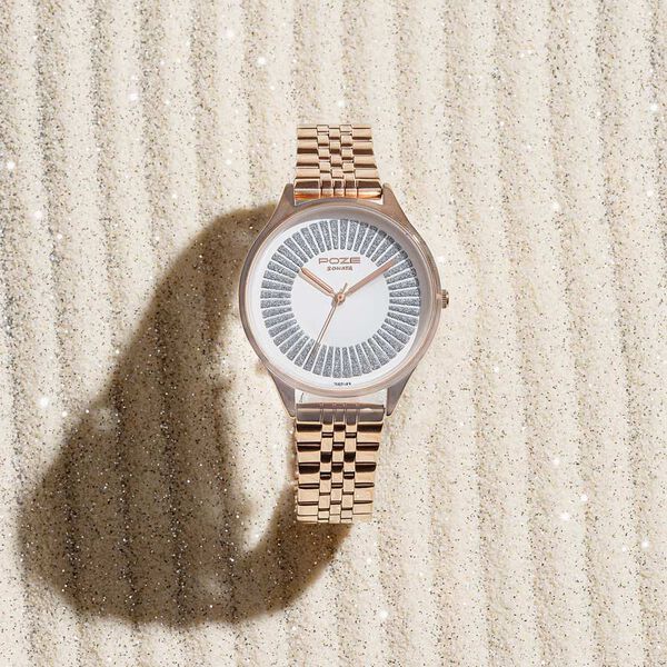 Sonata Poze Quartz Analog White Dial Metal Strap Watch For Women - image number 0