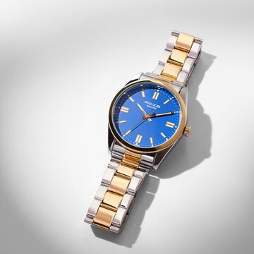 Sonata Poze Quartz Analog Blue Dial Two Toned Color Stainless Steel Strap Watch For Men