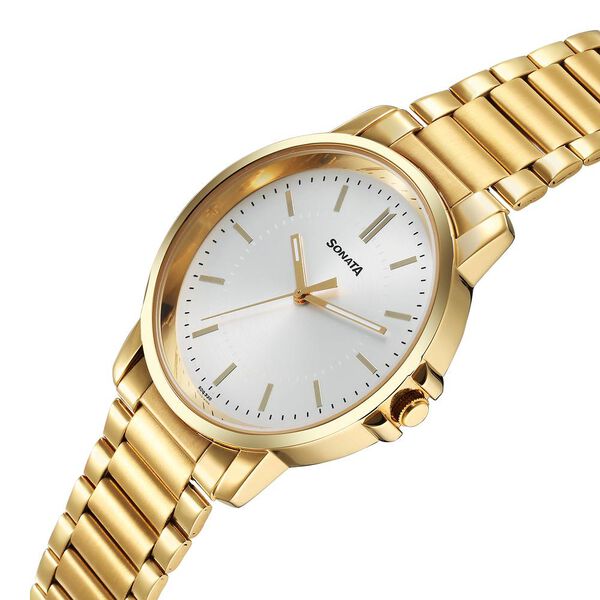 Sonata Traditional Essentials Quartz Analog Silver Dial Stainless Steel Strap Watch for Men - image number 2
