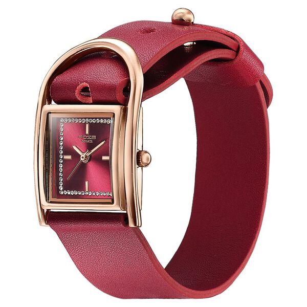 Sonata Poze Quartz Analog Red Dial Red Leather Strap Watch For Women - image number 4