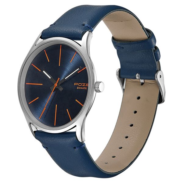 Poze by Sonata Quartz Analog Blue Dial PU Leather Strap Watch for Men - image number 2