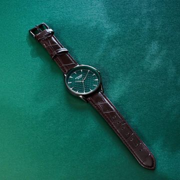 Sonata Poze Quartz Analog Green Dial Brown Color Leather Strap Watch For Men