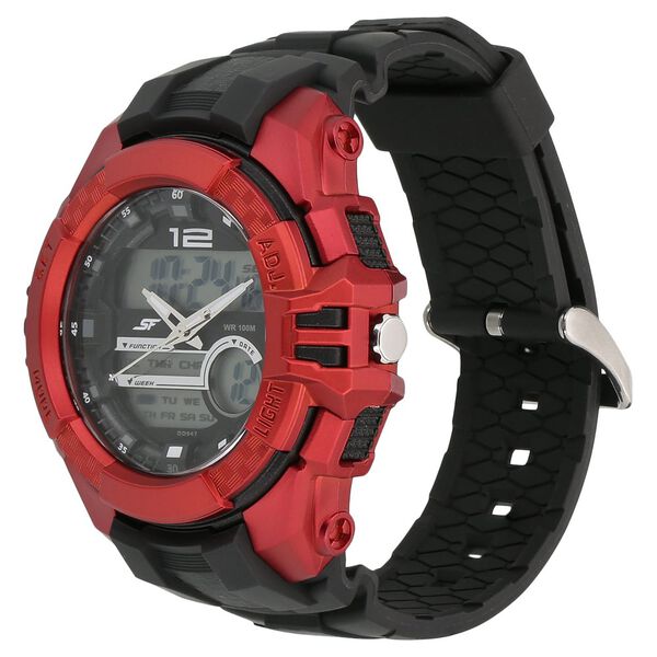 SF Quartz Analog Digital Black Dial Plastic Strap Watch for Men - image number 1