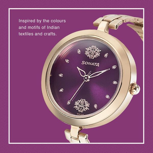 Sonata Wedding Purple Dial Women Watch With Stainless Steel Strap - image number 2