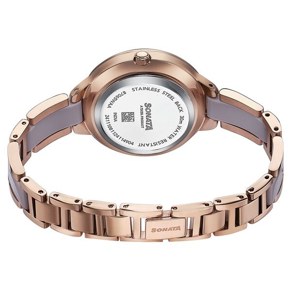 Sonata Wedding Edit Quartz Analog Pink Dial Stainless Steel With Acetate Strap Watch For Women - image number 5