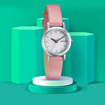 Sonata Splash White Dial Women Watch With Leather Strap