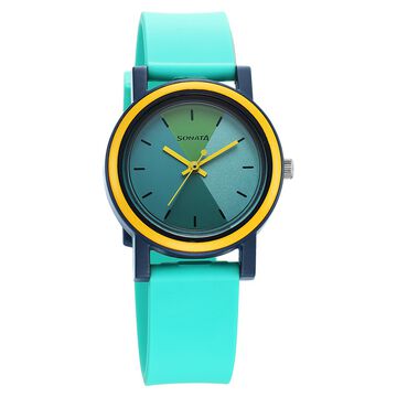 Sonata Splash Green Dial Women Watch With Plastic Strap