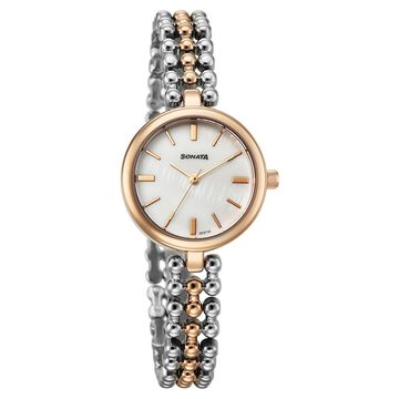 Sonata Festive Quartz Analog White Dial Metal Strap Watch For Women