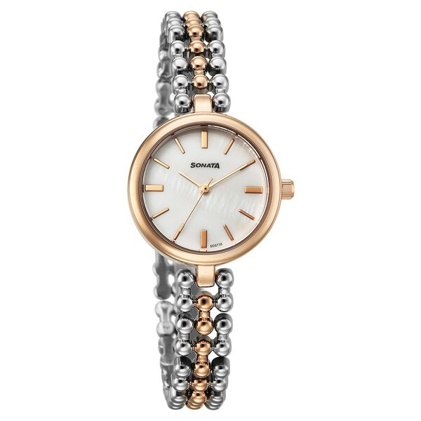 Sonata Festive Quartz Analog White Dial Metal Strap Watch For Women - image number 0