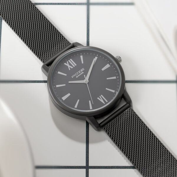 Sonata Poze Quartz Analog Black Dial Mesh Strap Watch for Men - image number 0