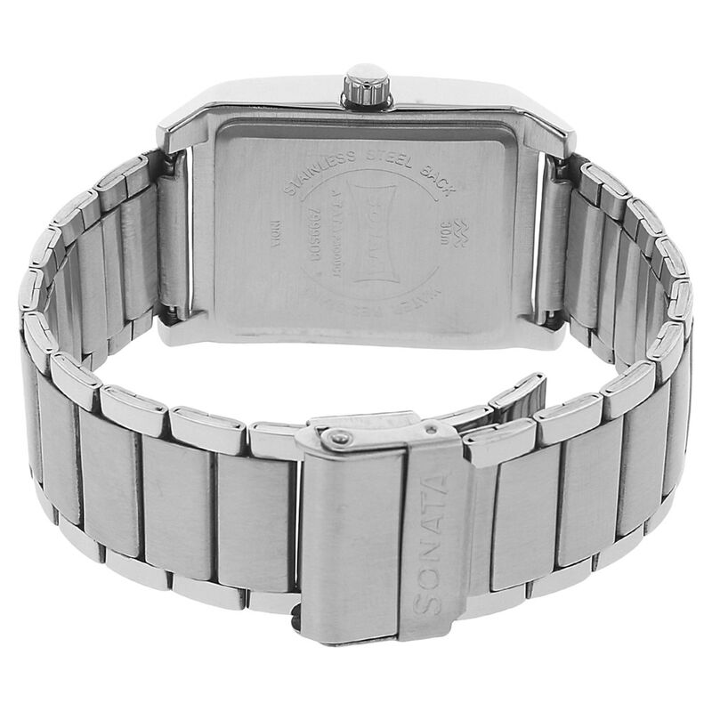 Sonata Quartz Analog Black Dial Stainless Steel Strap Watch for Men - image number 3