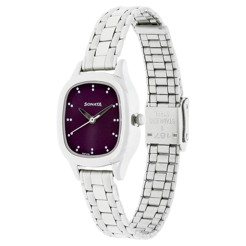 Sonata Quartz Analog Purple Dial Stainless Steel Strap Watch for Women - image number 1