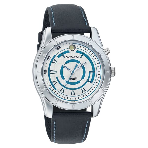 Sonata Quartz Analog White Dial Leather Strap Watch for Men - image number 0