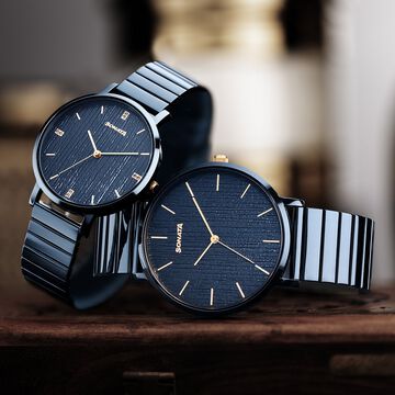 Sonata Soulmate Quartz Analog Blue Dial Blue Stainless Steel Strap Watch For Couple