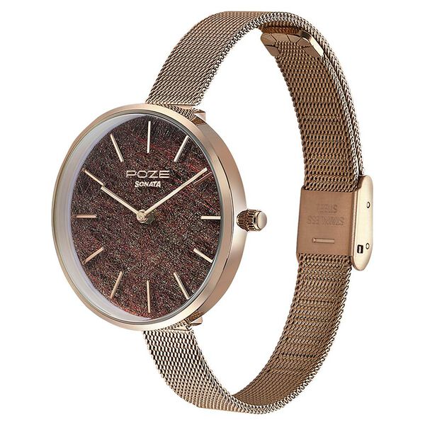Sonata Poze Quartz Analog Multicoloured Dial Mesh Strap Watch for Women - image number 3