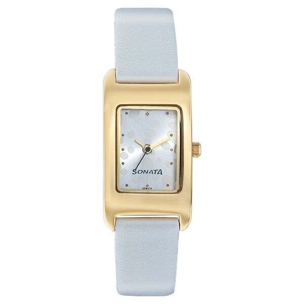Sonata Quartz Analog Silver Dial Leather Strap Watch for Women - image number 0