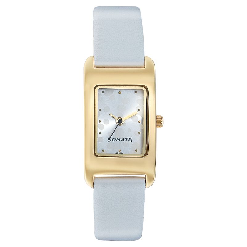 Sonata Quartz Analog Silver Dial Leather Strap Watch for Women - image number 0