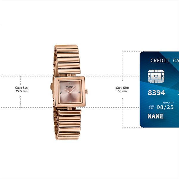 Sonata Poze Quartz Analog Pink Dial Rose Gold Metal Strap Watch For Women - image number 3