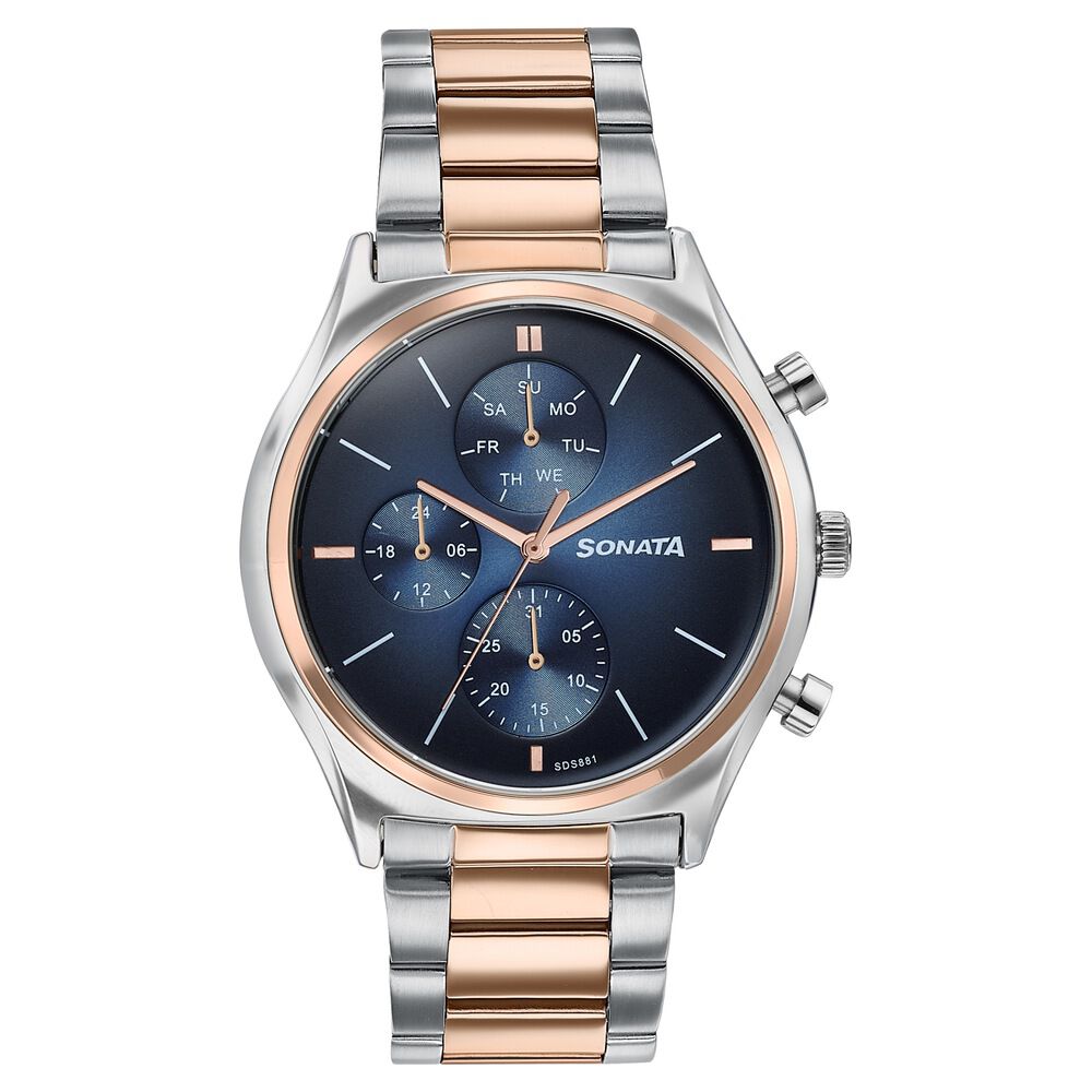 Buy Online Sonata Festive Quartz Multifunction Blue Dial Two Toned
