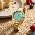 Poze Poze Quartz Analog Green Dial Golden Stainless Steel Strap Watch For Women - image number 0