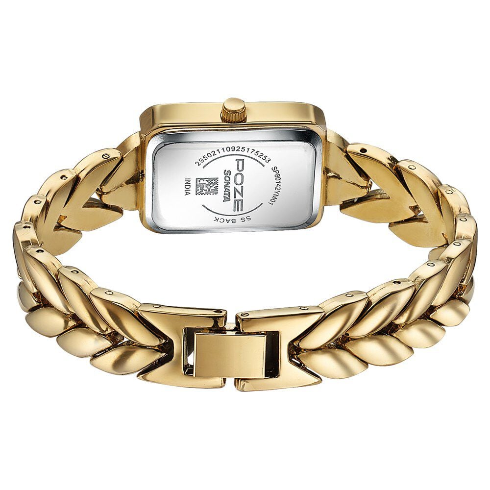 たまみ　1001 Buy Online Poze By Sonata Quartz Analog Golden Dial Gold Metal