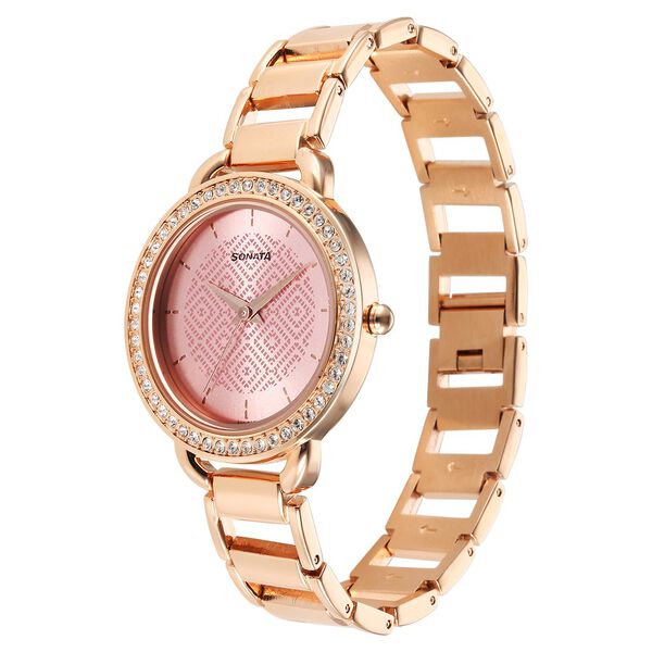 Sonata Wedding Quartz Analog Pink Dial Metal Strap Watch for Women - image number 2