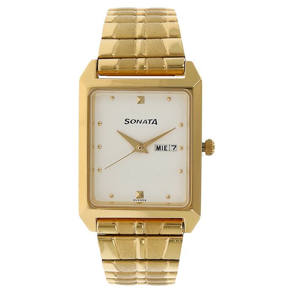 Sonata Quartz Analog White Dial Stainless Steel Strap Watch for Men - image number 0