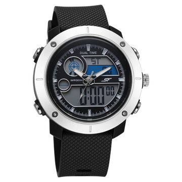 SF Zest Quartz Analog Digital Dial Black Polyurethane Strap Watch For Men