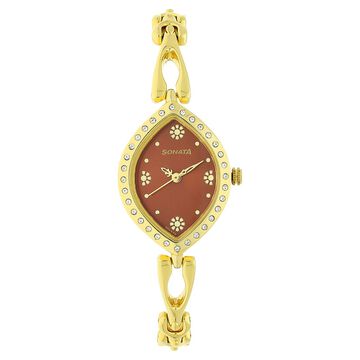 Sonata Wedding Maroon Dial Women Watch With Metal Strap