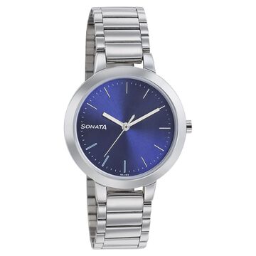 Sonata Quartz Analog Blue Dial Stainless Steel Strap Watch for Women