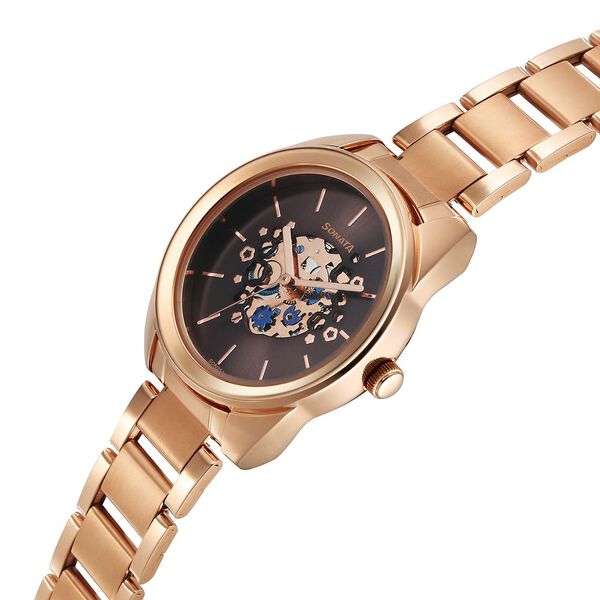 Sonata Unveil Quartz Multifunction Grey Dial Stainless Steel Strap Watch for Women - image number 2