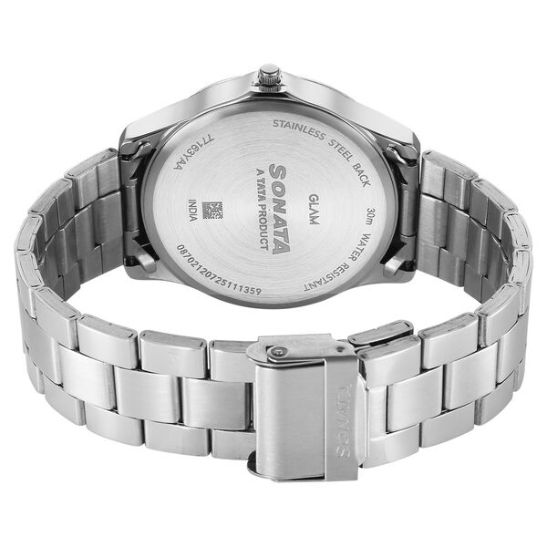 Sonata Traditional Essentials Quartz Analog Multicoloured Dial Silver Metal Strap Watch For Men - image number 4