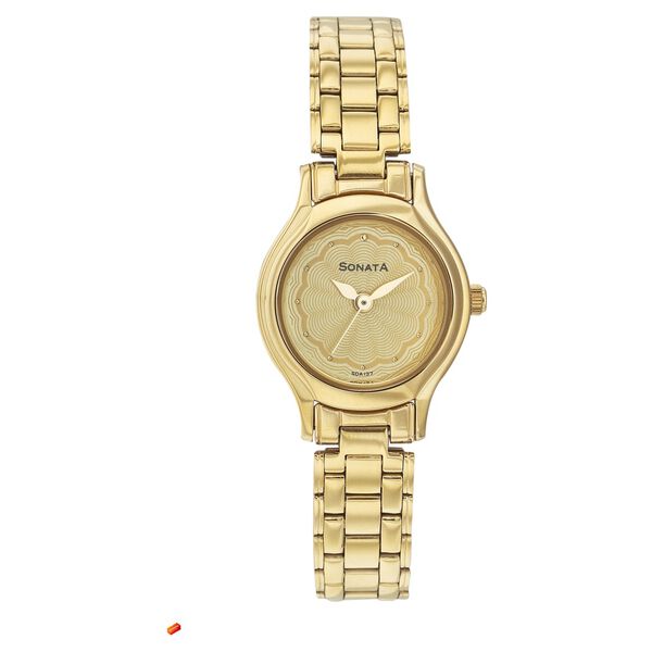 Sonata Quartz Analog Champagne Dial Strap Watch for Women - image number 0