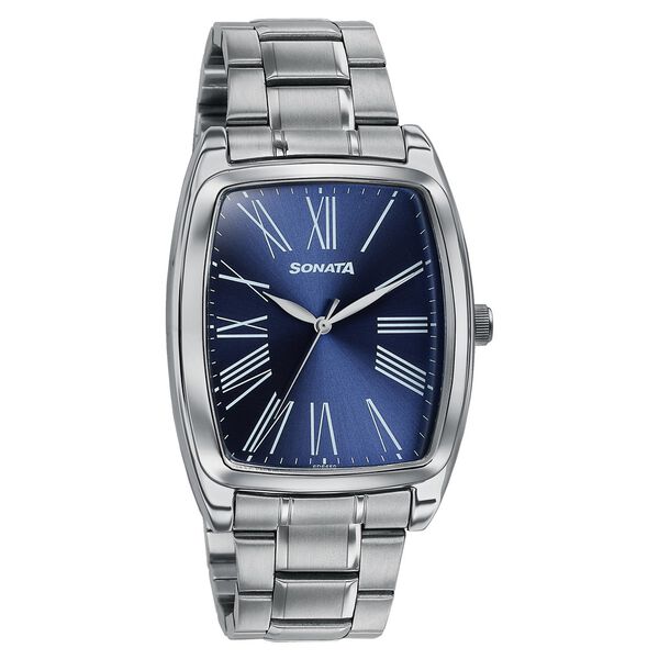 Sonata Ascent Blue Tonneau Watch with Metal Bracelet - image number 1