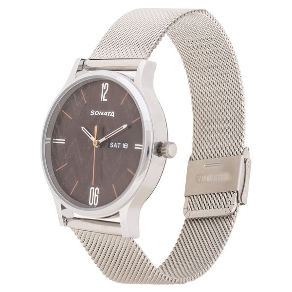 Knot Brown Dial Stainless Steel Strap Watch for Men - image number 2