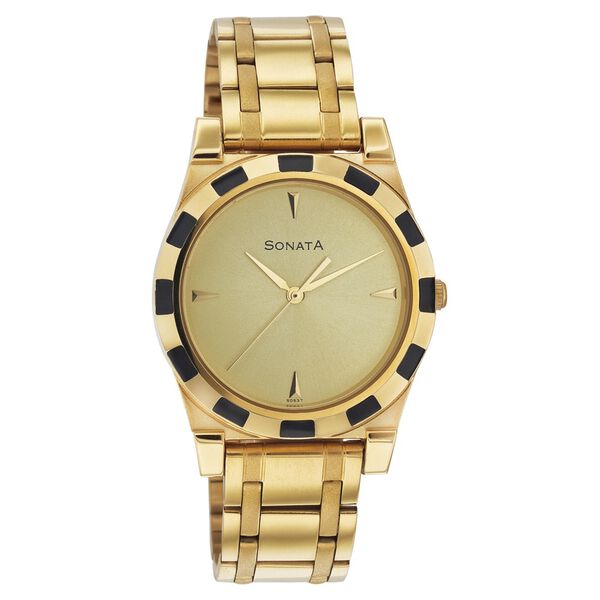 Sonata Quartz Analog Champagne Dial Strap Watch for Men - image number 0