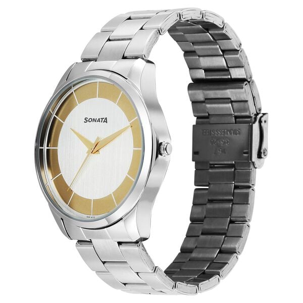 Sonata Traditional Essentials Quartz Analog Multicoloured Dial Silver Metal Strap Watch For Men - image number 1