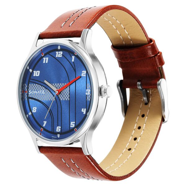 Sonata RPM Blue Dial Leather Strap Watch for Men - image number 1