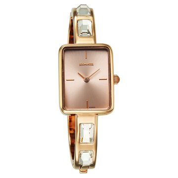 Sonata Aura Quartz Analog Pink Dial Rose Gold Stainless Steel Strap Watch For Women
