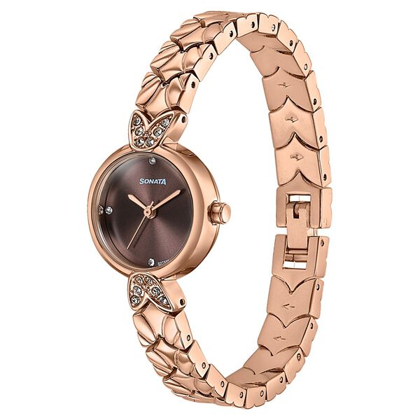 Women's Vintage style brown dial Bracelet Watch - image number 2