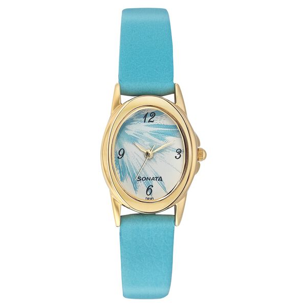 Sonata Quartz Analog Silver Dial Leather Strap Watch for Women - image number 0