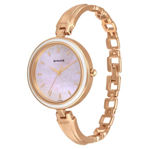 Sonata Wedding Mother of Pearl Dial Women Watch With Metal Strap - image number 1