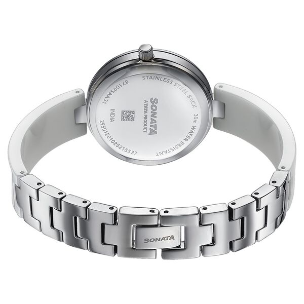 Sonata Festive Quartz Analog White Dial Two Toned Ceramic & Metal Strap Watch For Women - image number 5