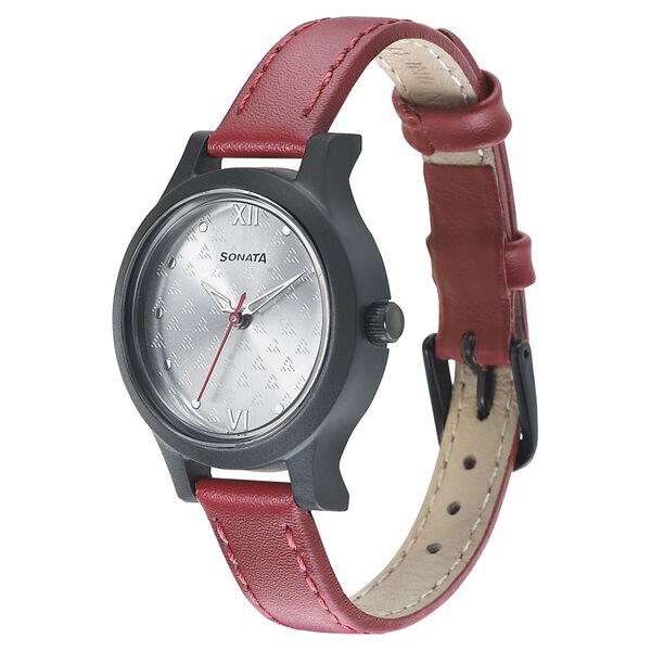 Sonata Essentials Silver Dial Women Watch With Leather Strap - image number 1