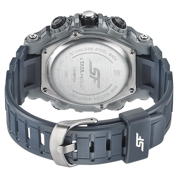 SF Quartz Analog Digital Blue Dial PU Strap Watch for Men - image number 3