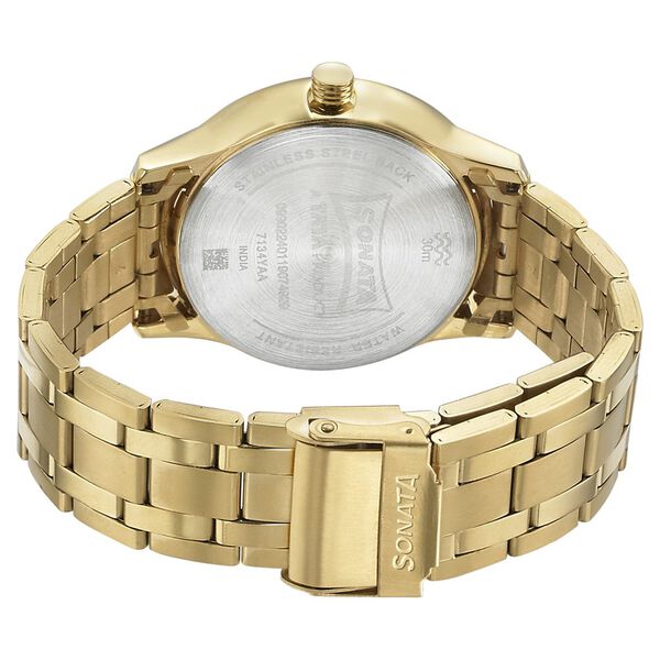 Sonata Quartz Analog Black Dial Metal Strap Watch for Men - image number 3