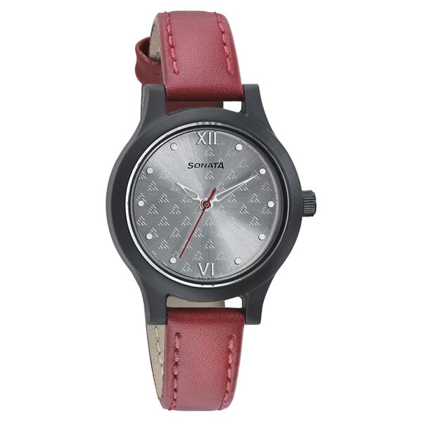 Sonata Essentials Silver Dial Women Watch With Leather Strap - image number 0